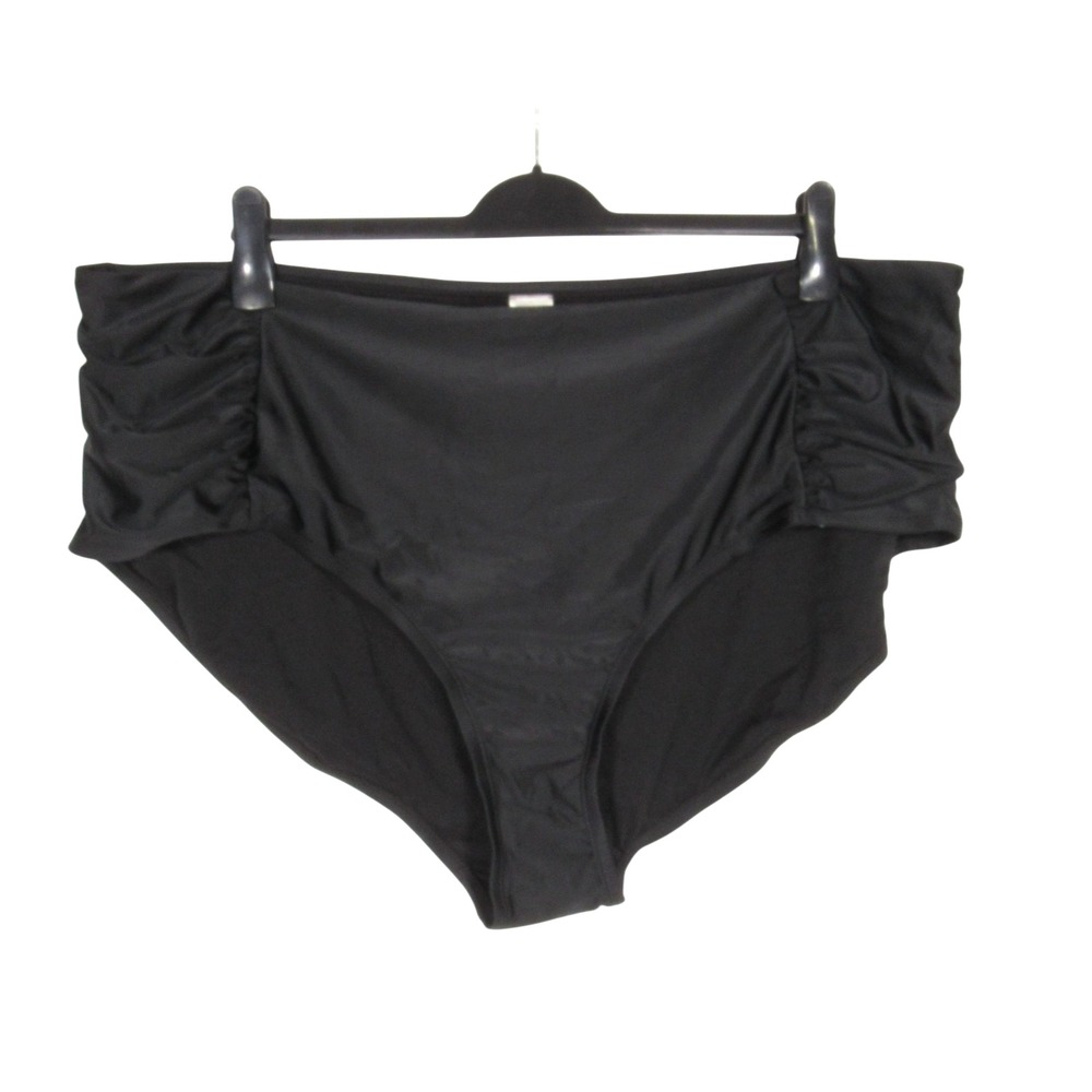 NWT TIME AND TRU Black HIGH-WAIST Ruched/Gathered Sides SWIM BIKINI BOTTOMS 3X